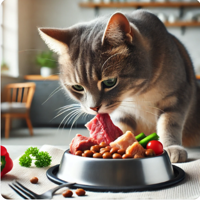 cat having best raw food