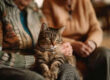 Senior cat sitting on lap