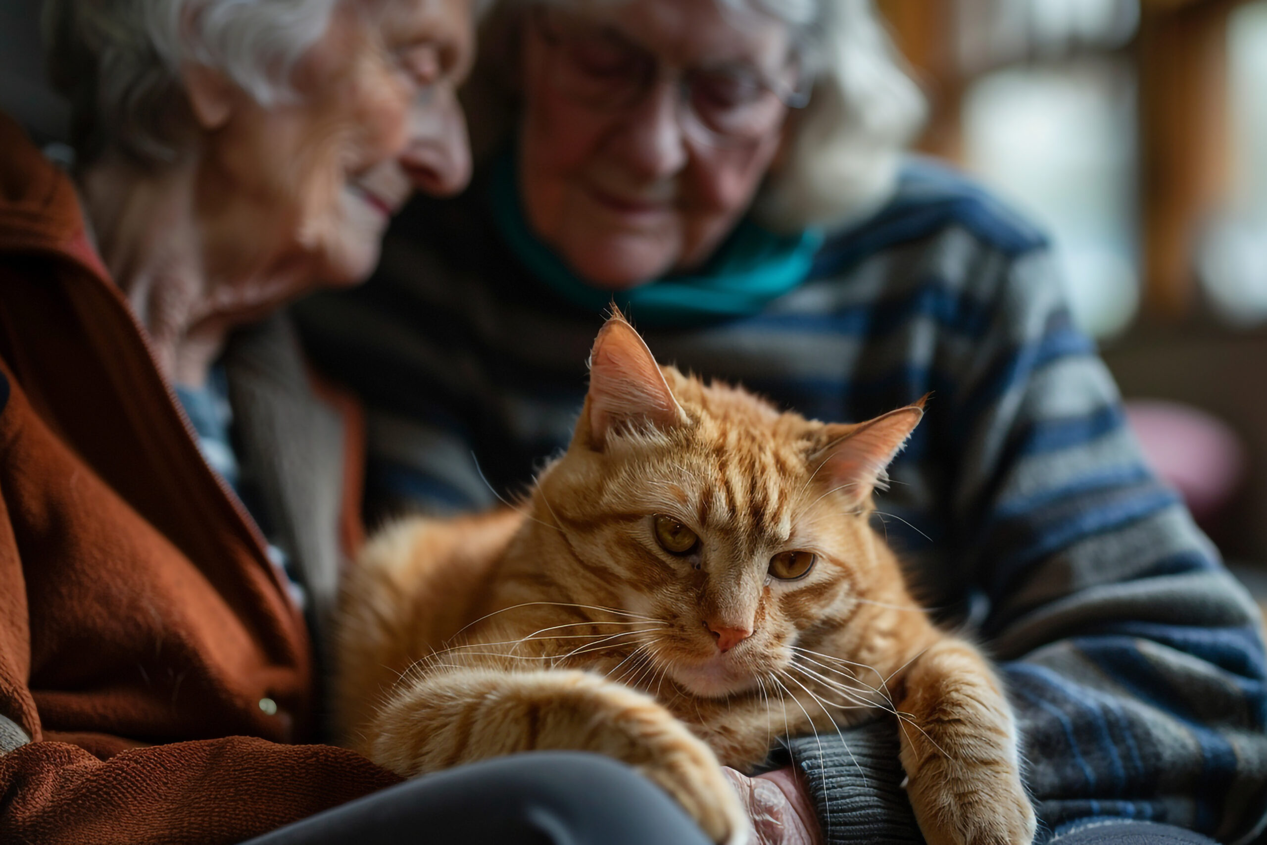 senior cat sitting on lap