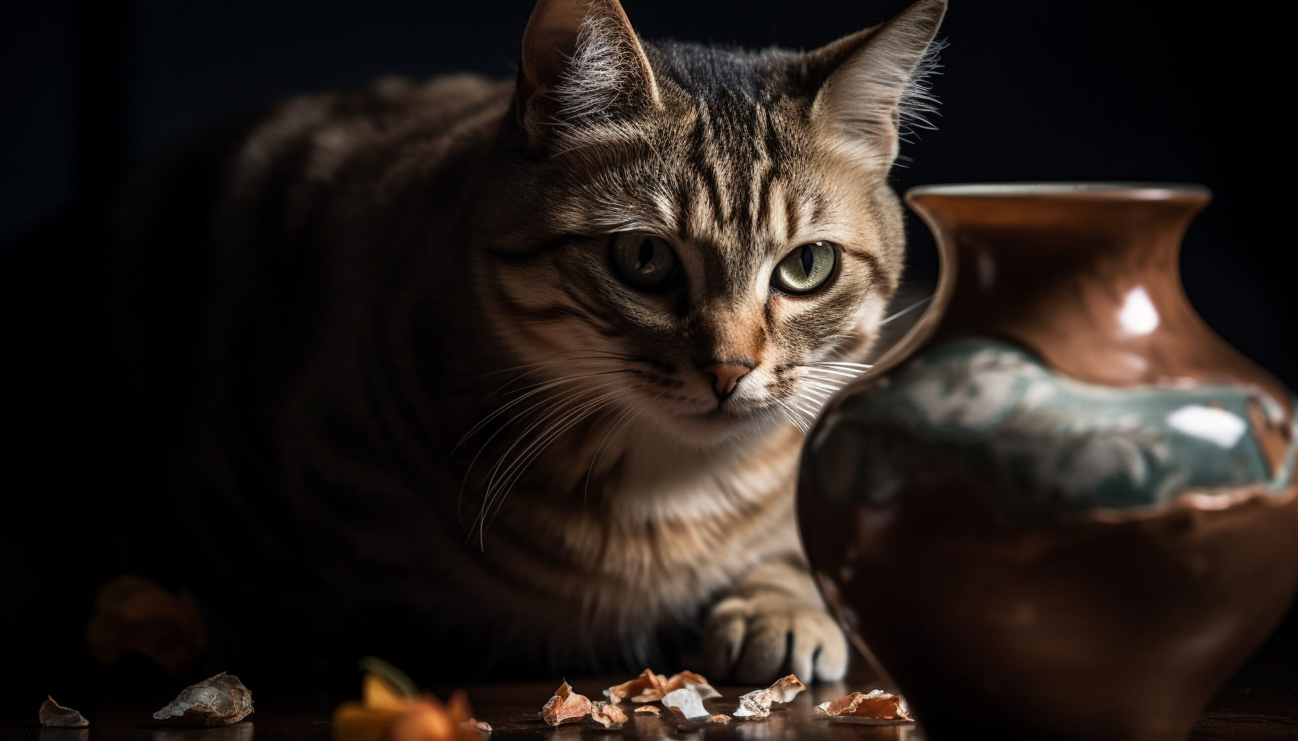cat sitting with dry food for sensitive stomach