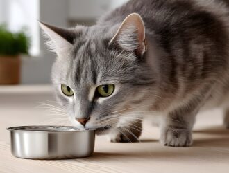 Cat eating wet food