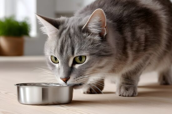 Cat eating wet food