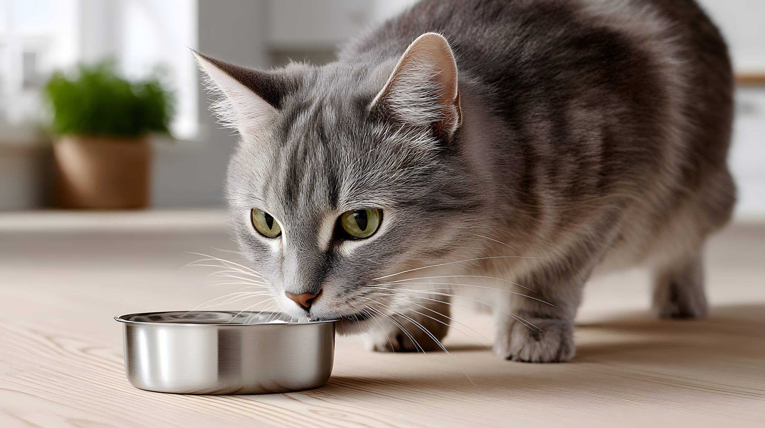 Cat eating wet food